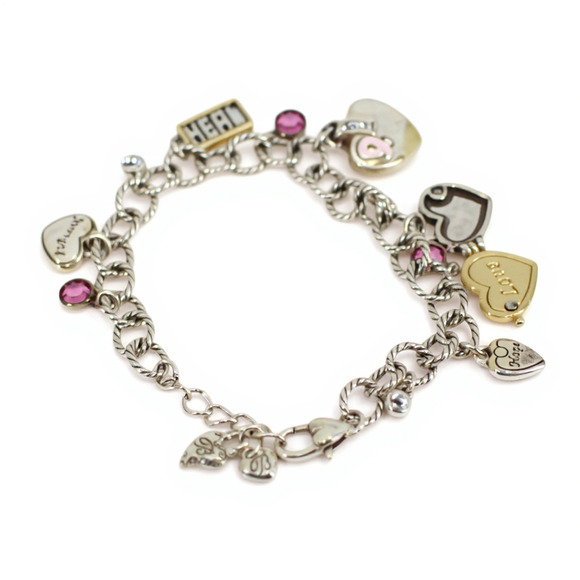 A5 Auth BRIGHTON Power of Pink 2020 Love Heal Hope Breast Cancer Charm Bracelet - Picture 2 of 4